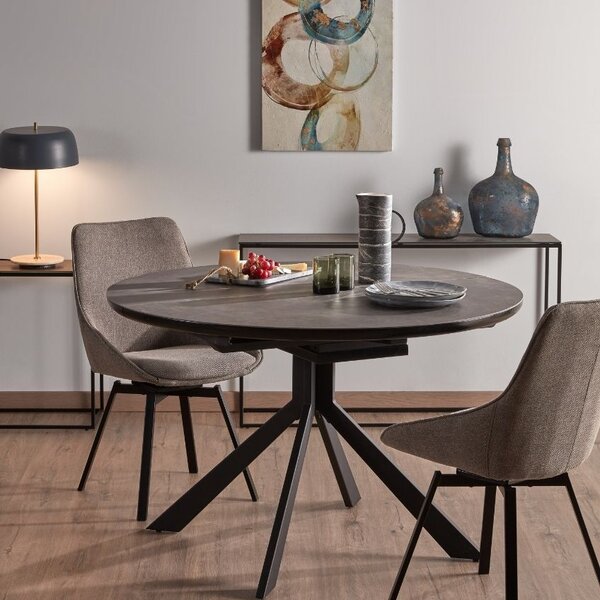 Antracitově šedý keramický toaletní stolek Kave Home Rewena s kovovou podnoží 110 x 30 cm