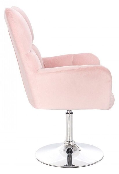 LuxuryForm Křeslo AURORA VELUR na stříbrném talíři - světle růžové