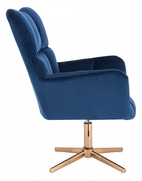 LuxuryForm Křeslo AURORA VELUR na zlatém kříži - modré