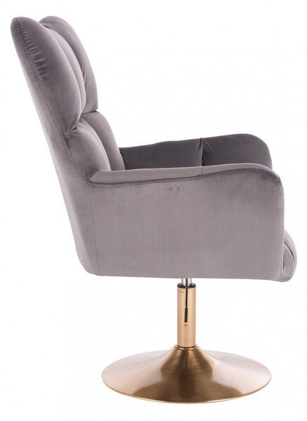 LuxuryForm Křeslo AURORA VELUR na zlatém talíři - tmavě šedé