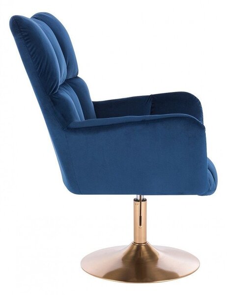 LuxuryForm Křeslo AURORA VELUR na zlatém talíři - modré
