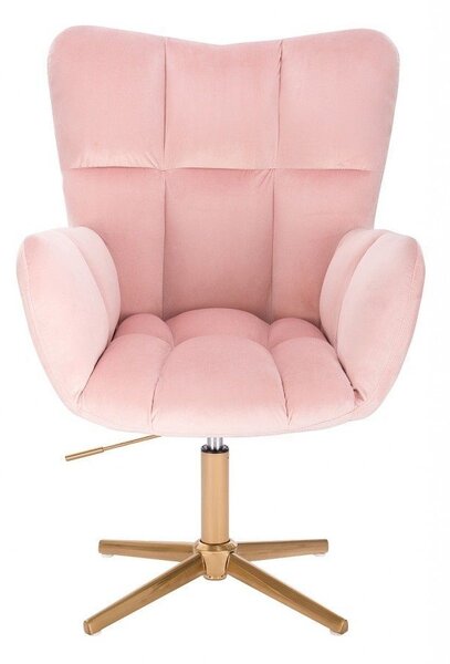 LuxuryForm Křeslo AURORA VELUR na zlatém kříži - světle růžové