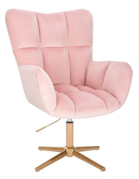 LuxuryForm Křeslo AURORA VELUR na zlatém kříži - světle růžové