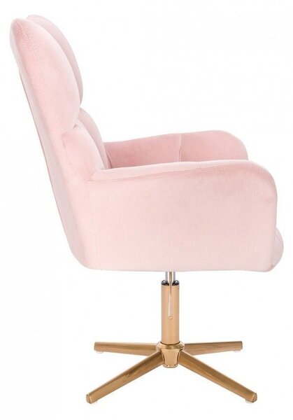 LuxuryForm Křeslo AURORA VELUR na zlatém kříži - světle růžové