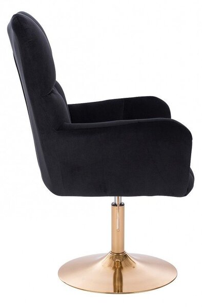 LuxuryForm Křeslo AURORA VELUR na zlatém talíři - černé