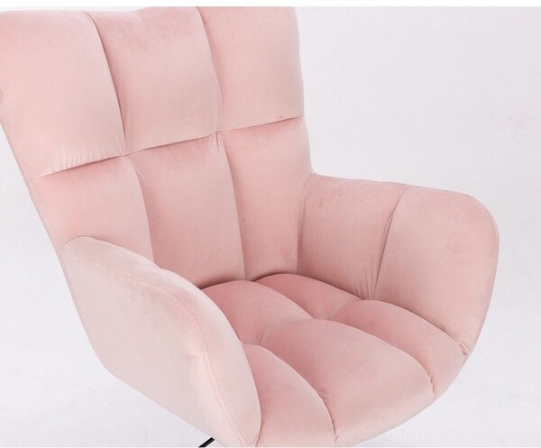 LuxuryForm Křeslo AURORA VELUR na zlatém kříži - světle růžové