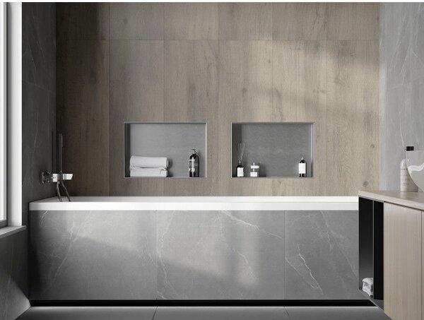 Mexen X-Wall-NR vestavná polička bez lemu 45 x 30 cm, inox - 1911453010