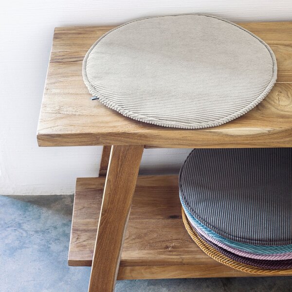 Hnědo šedý manšestrový podsedák Kave Home Sora 35 cm