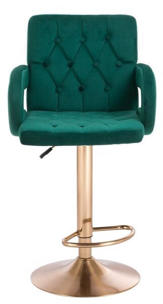 LuxuryForm DESIGN Barová židle BOSTON VELUR na zlaté kulaté podstavě - zelená