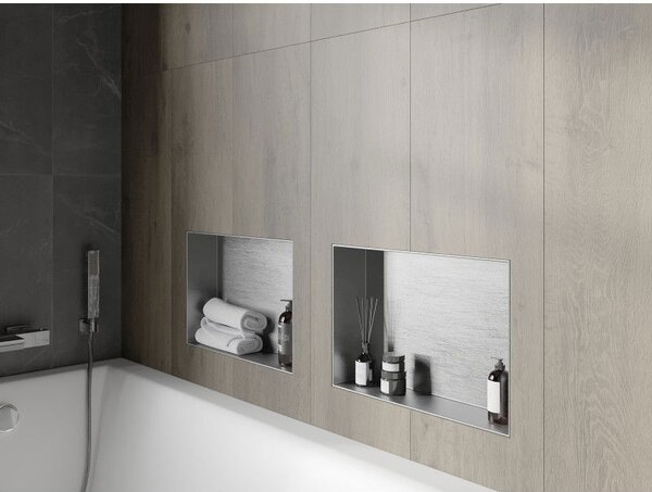Mexen X-Wall-NR vestavná polička bez lemu 45 x 30 cm, inox - 1911453010