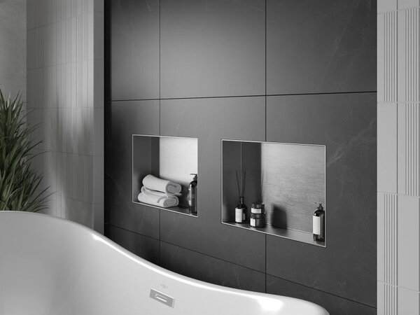 Mexen X-Wall-NR vestavná polička bez lemu 45 x 30 cm, inox - 1911453010