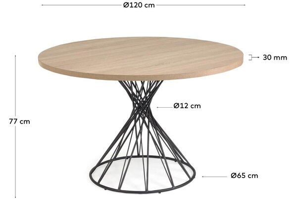 Kulatý jídelní stůl Kave Home Niut 120 cm v dubovém dekoru