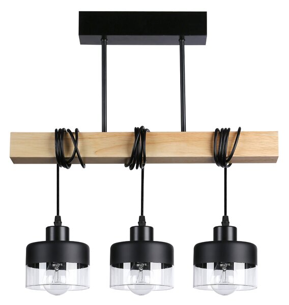 Závěsná lampa Masterled s 3 body světla, černé dřevo