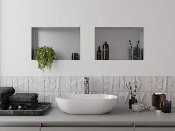 Mexen X-Wall-NR vestavná polička bez lemu 45 x 30 cm, inox - 1911453010