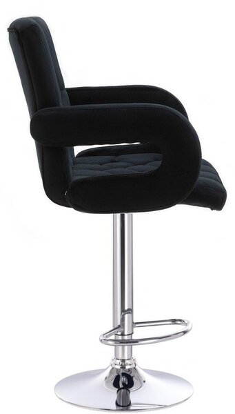 LuxuryForm DESIGN Barová židle BOSTON VELUR na stříbrné kulaté podstavě - černá