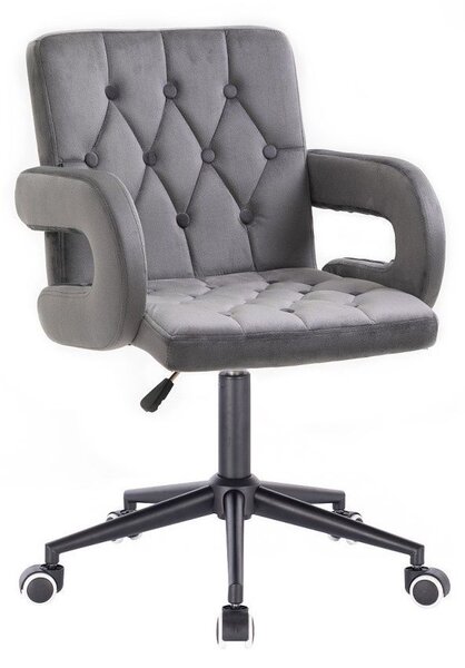 LuxuryForm DESIGN Židle BOSTON VELUR na černé podstavě s kolečky - šedá