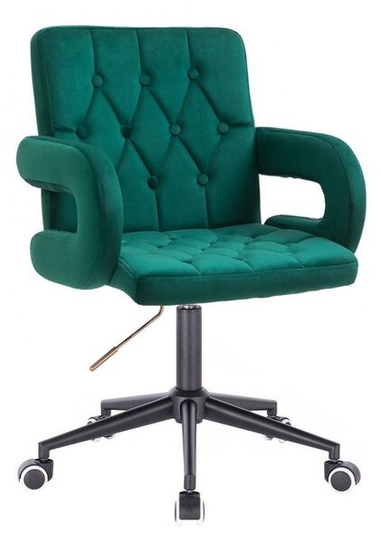LuxuryForm DESIGN Židle BOSTON VELUR na černé podstavě s kolečky - zelená
