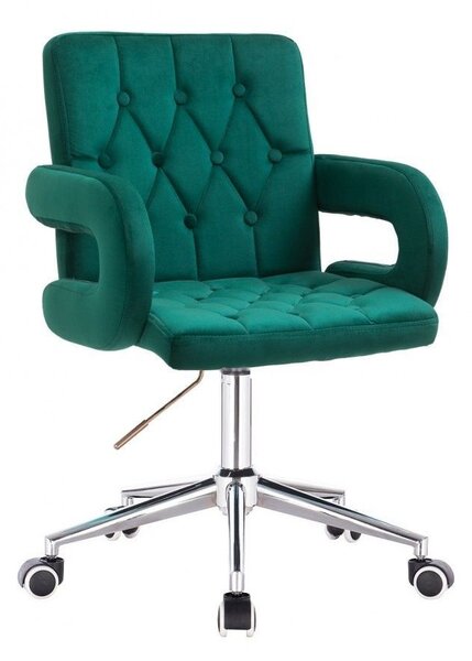 LuxuryForm DESIGN Židle BOSTON VELUR na stříbrné podstavě s kolečky - zelená