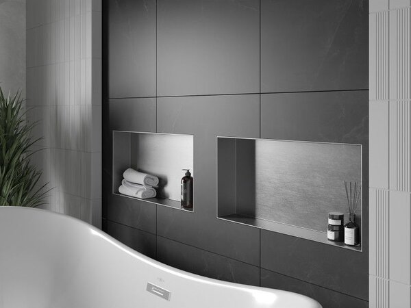 Mexen X-Wall-NR zapuštěná polička bez límce 60 x 30 cm, inox - 1911603010