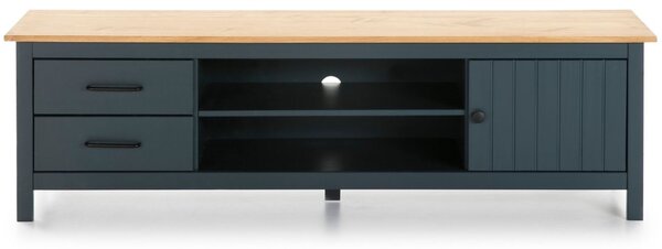 Modrošedý borovicový TV stolek Marckeric Miranda 158 x 40 cm