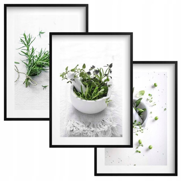Plakát v rámu Naklejkomania Sada 3 ks Bylinky 43x99 cm