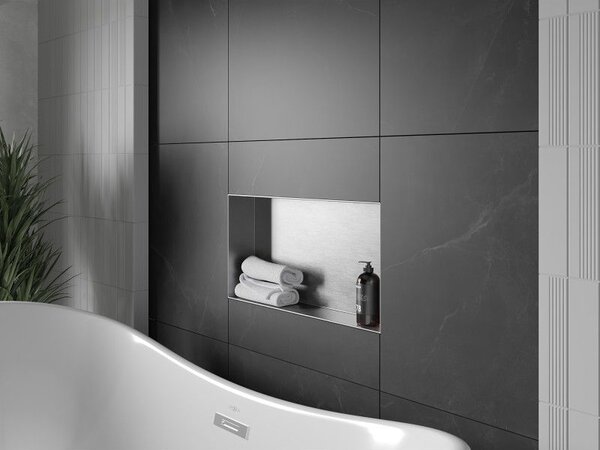 Mexen X-Wall-NR zapuštěná polička bez límce 60 x 30 cm, inox - 1911603010