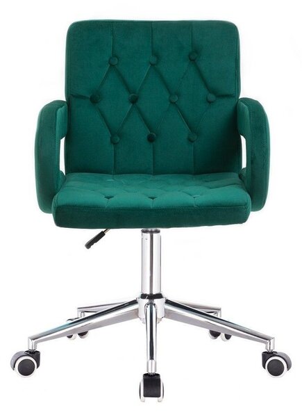 LuxuryForm DESIGN Židle BOSTON VELUR na stříbrné podstavě s kolečky - zelená