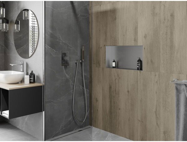 Mexen X-Wall-NR zapuštěná polička bez límce 60 x 30 cm, inox - 1911603010