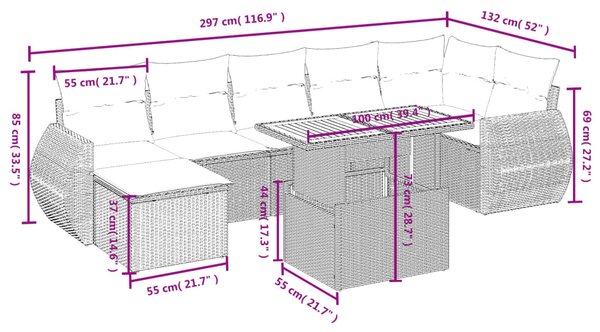 8dílná zahradní sedací souprava s poduškami černá polyratan 3272301