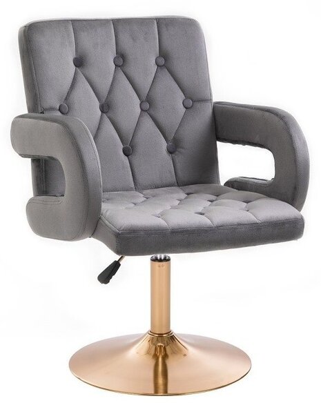 LuxuryForm DESIGN Židle BOSTON VELUR na zlatém talíři - šedá