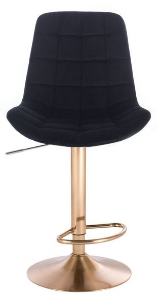 LuxuryForm DESIGN Barová židle PARIS VELUR na zlatém talíři - černá