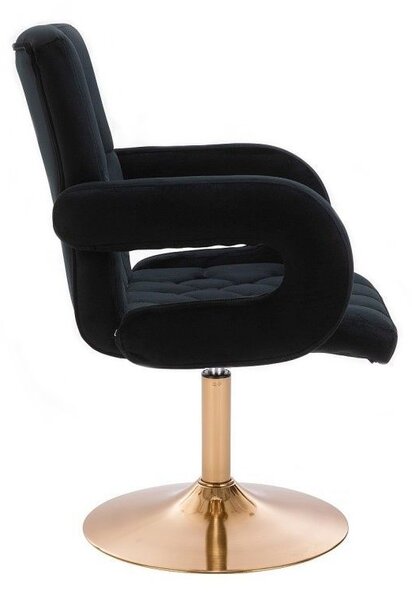 LuxuryForm DESIGN Židle BOSTON VELUR na zlatém talíři - černá