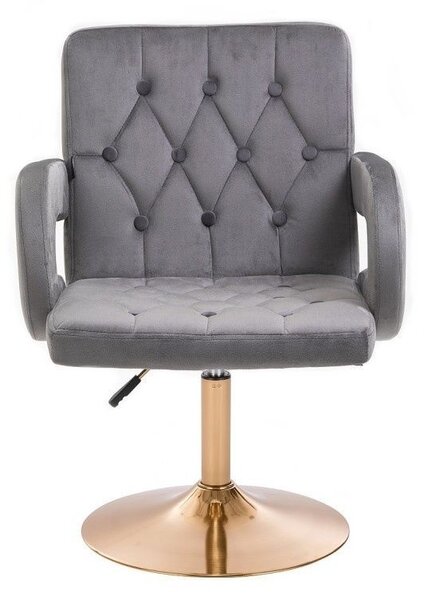 LuxuryForm DESIGN Židle BOSTON VELUR na zlatém talíři - šedá