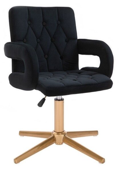 LuxuryForm DESIGN Židle BOSTON VELUR na zlatém kříži - černá