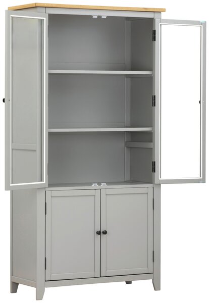 VITRÍNA, dub, borovice, šedá, čiré, přírodní barvy, 100/195/43 cm MID.YOU - Kredence a vitríny, Online Only