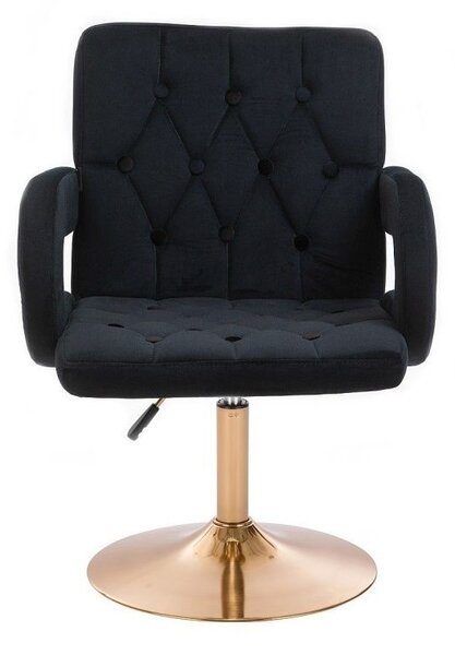 LuxuryForm DESIGN Židle BOSTON VELUR na zlatém talíři - černá