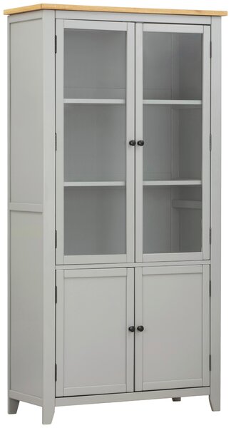 VITRÍNA, dub, borovice, šedá, čiré, přírodní barvy, 100/195/43 cm MID.YOU - Kredence a vitríny, Online Only