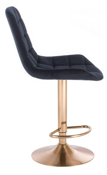 LuxuryForm DESIGN Barová židle PARIS VELUR na zlatém talíři - černá