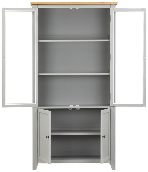 VITRÍNA, dub, borovice, šedá, čiré, přírodní barvy, 100/195/43 cm MID.YOU - Kredence a vitríny, Online Only
