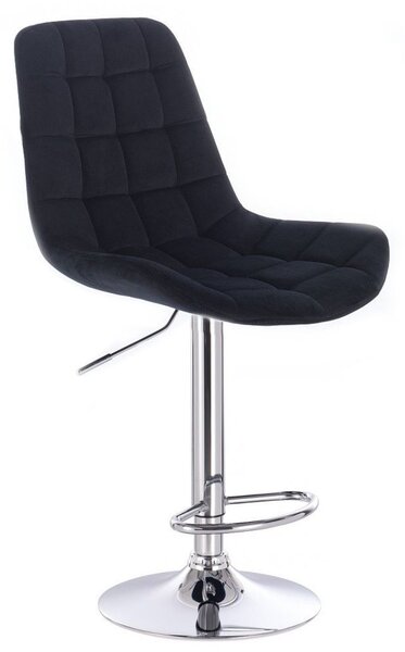 LuxuryForm Barová židle PARIS VELUR na stříbrném talíři - černá