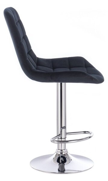 LuxuryForm DESIGN Barová židle PARIS VELUR na stříbrném talíři - černá