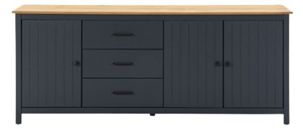 Modrošedá borovicová komoda Marckeric Miranda 190 x 40 cm