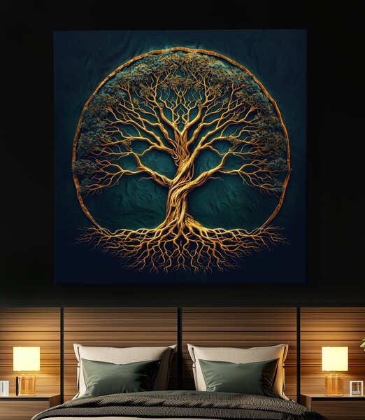Obraz na plátně - Strom života Emeraldový sen FeelHappy.cz Velikost obrazu (šířka x výška): 60 x 60 cm