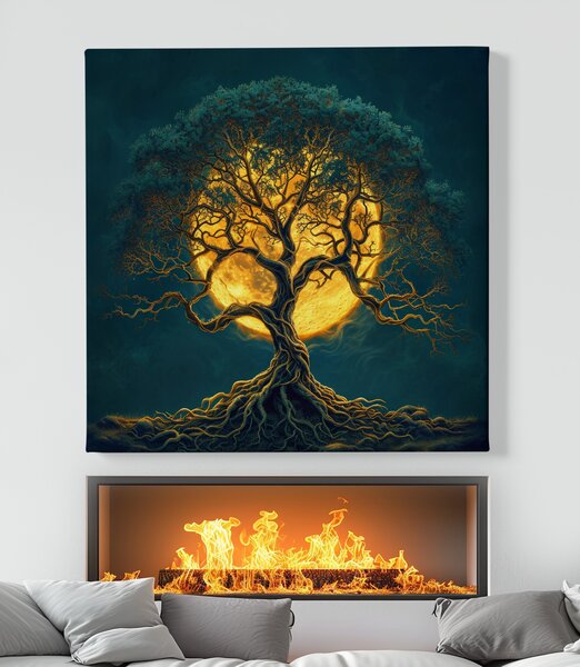 Obraz na plátně - Strom života Zářivý úplněk FeelHappy.cz Velikost obrazu (šířka x výška): 40 x 40 cm