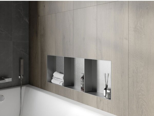 Mexen X-Wall-NR výklenková police bez límce s policí 90 x 30 cm, inox - 1911903010S