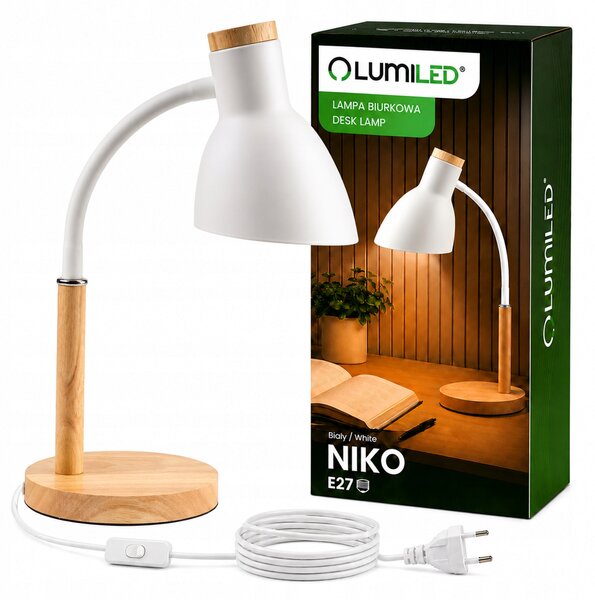 Stolní lampička Lumiled NIKO bílá, výkon až 13 W
