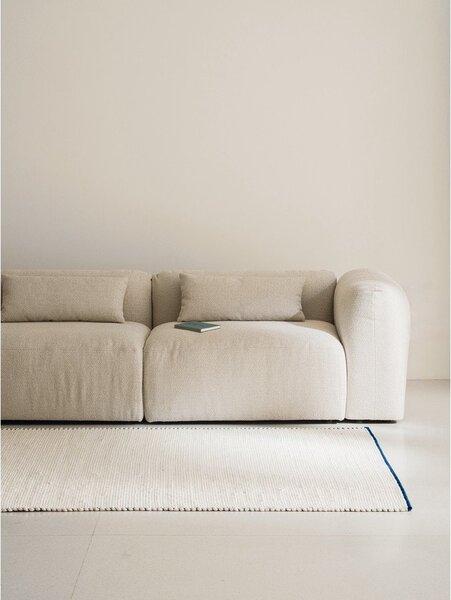 Modrý/béžový ručně tkaný vlněný běhoun 80x170 cm Lenu – noo.ma