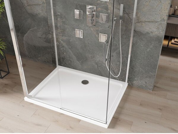 Mexen Omega-3S sprchový kout 3-stěnný, posuvný 120x80 cm, transparentní, chrom + vanička Flat - 825-120-080-01-00-3s-4010