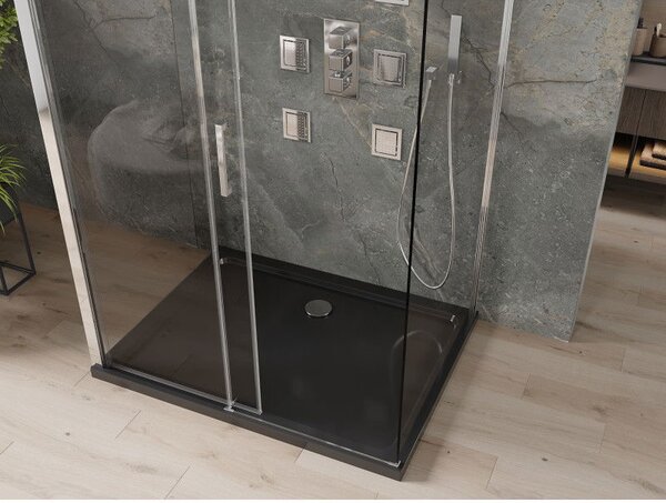 Mexen Omega-3S sprchový kout 3-stěnný, posuvný 110x80 cm, transparentní, chrom + vanička Flat - 825-110-080-01-00-3s-4070