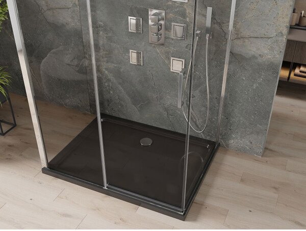 Mexen Omega-3S sprchový kout 3-stěnný, posuvný 110x80 cm, transparentní, chrom + vanička Flat - 825-110-080-01-00-3s-4070